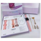Serreha G21 Mini Plus Akıllı Saat 4 Kordonlu Bileklik Kolye ve Küpe Hediyeli - Rose - Gold