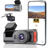 Serreha Wıfı 4K Hd App Gece Sürüm Araba Kamera Kayıt Cihazı Iki Lensler Kamera Araba Güvenlik Sürüş Video Kaydedici - Siyah
