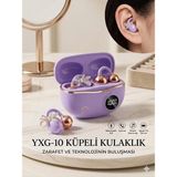 Serreha YXG-10 Kristal Fiyonklu Küpeli Bluetooth Kulaklık (Hi-Fi Ses Kaliteli Kablosuz Kulaklık) - Mor