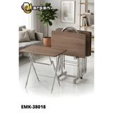 SERSEPETİM CEVİZ 4'lü Katlanır MDF Mebran Doğal Meşe Desen Çanta Zigon Sehpa Metal Ayak Krom Kaplama