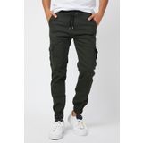 Serseri Haki Slim Fit Yandan Cep Bel Bağcıklı, Paçaları Lastikli Esnek Kumaş Erkek Kargo Pantolon