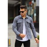 Serseri Jeans Erkek Çift Cep Mint Yeşili Taktik Kumaş Paraşüt Gömlek - Gri