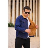 Serseri Jeans Erkek Kürklü Kot Ceket Içi Kürklü Kot Ceket - Koyu Mavi