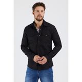 Serseri Jeans Erkek Siyah Haki Renk Slım Fıt Gabardin Gömlek - 2XL