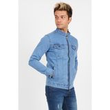 Serseri Jeans Slim Fit Fermuarlı Likralı Erkek Açık Mavi Kot Ceket