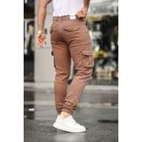 Serseri Jeans Slim Fit Körüklü Cep Paça Lastikli Esnek Kumaş Erkek Kargo Pantolon - 30 - Kahverengi