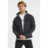 Serseri Jeans Slim Fit Likralı Erkek Füme Renk Kot Ceket - XL