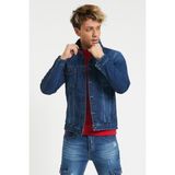 Serseri Jeans Slim Fit Likralı Erkek Koyu Mavi Kot Ceket - XL