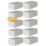 Serstil 10 Adet Antrasit Çizgili Büyük Boy Baza Altı ve Çekyat Hurç - 65x45x22 cm - Organizer.