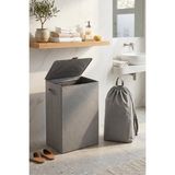 Serstil 128 Litre 3 Bölmeli Kapaklı Çamaşır Sepeti - Taşınabilir Iç Torba, Katlanabilir Geniş Hacimli Kirli Sepeti - 59X30,5X71 cm