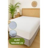 Serstil 160x200 Çift Kişilik Lastikli Alez Su Geçirmez, Leke Tutmaz, Yumuşak Dokulu Yatak Koruyucu Beyaz