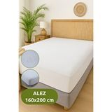 Serstil 160x200 Çift Kişilik Lastikli Alez Su Geçirmez, Leke Tutmaz, Yumuşak Dokulu Yatak Koruyucu Beyaz