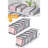 Serstil 2 Adet - 11 Gözlü Şeffaf Çekmece Içi Düzenleyici Organizer – Small - Antrasit
