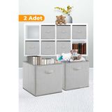 Serstil 2 Adet - Dolap Içi Çamaşır Oyuncak Düzenleyici Katlanır Kapaklı Saklama Kutusu 30 x 30 x 30 cm - Füme - Gri