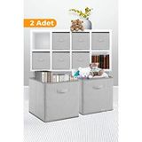 Serstil 2 Adet - Dolap Içi Çamaşır Oyuncak Düzenleyici Katlanır Saklama Kutusu 30x30x30cm - Benekli Gri Benekli
