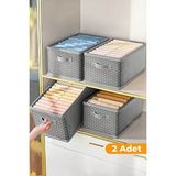 Serstil 2 Adet - Dolap Içi Düzenleyici, Katlanabilir Kıyafet Saklama Kutusu 45x25x20 Cm Gri Benekli