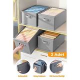 Serstil 2 Adet - Kıyafet Saklama Kutusu Organizer 45x25x20cm Antrasit