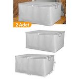 Serstil 2 Adet - Maxi Boy Gri Benekli Yastık/Battaniye Hurcu - 70X45X40 Cm