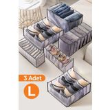 Serstil 3 Adet - 8 Gözlü Şeffaf Çekmece Içi Düzenleyici Organizer – Large