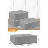 Serstil 3 Adet - Büyük Boy Baza Altı Antrasit Hurç 62 X 46 X 22 Cm