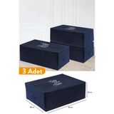 Serstil 3 Adet - Büyük Boy Baza Altı Lacivert Hurç 62 X 46 X 22 Cm