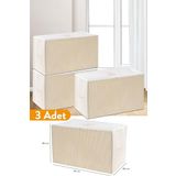 Serstil 3 Adet - Büyük Boy Bej Çizgili Hurç - 74 X 46 X 46 Cm
