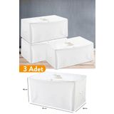 Serstil 3 Adet - Büyük Boy Beyaz Hurç - 74 X 46 X 46 Cm