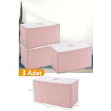 Serstil 3 Adet - Büyük Boy Pembe Çizgili Hurç - 74 X 46 X 46 Cm