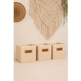 Serstil 3 Adet - Dolap İçi Çamaşır Oyuncak Düzenleyici Katlanır Kapaksız Saklama Kutusu 30x30x30cm - Jüt