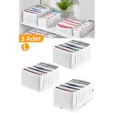 Serstil 3 Adet - Large 8 Gözlü Çekmece Içi Düzenleyici Organizer 27 X 35 X 17 Beyaz-3L