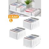Serstil 3 Adet - Large 8 Gözlü Çekmece Içi Düzenleyici Organizer 27 X 35 X 17 Gri