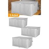 Serstil 3 Adet - Maxi Boy Gri Benekli Yastık / Battaniye Hurcu - 70X45X40 cm - Beyaz - 75 x 45