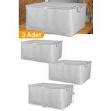 Serstil 3 Adet - Maxi Boy Gri Benekli Yastık/Battaniye Hurcu - 70X45X40 Cm