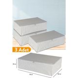 Serstil 3 Adet - Mega Boy Baza Altı Antrasit Çizgili Hurç 74 X 46 X 22 Cm