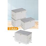 Serstil 3 Adet - Mini Boy Baskı Detaylı Antrasit Çizgili Hurç 30 X 22 X 18 Cm Gri