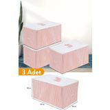 Serstil 3 Adet - Orta Boy Pembe Çizgili Hurç 63 X 40 X 34 Cm