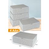 Serstil 4 Adet - Büyük Boy Baza Altı Antrasit Çizgili Hurç 62 X 46 X 22 Cm