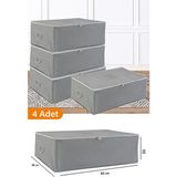 Serstil 4 Adet - Büyük Boy Baza Altı Antrasit Hurç 62 x 46 x 22 cm - Gri - 62 x 41