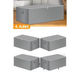 Serstil 4 Adet - Büyük Boy Baza Altı Ve Çekyat Hurç 65 X 45 X 22 Cm - Gri