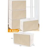Serstil 4 Adet - Büyük Boy Bej Çizgili Hurç - 74 X 46 X 46 Cm