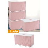 Serstil 4 Adet - Büyük Boy Pembe Çizgili Hurç - 74 X 46 X 46 Cm