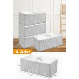 Serstil 4 Adet - Küçük Boy Baskı Detaylı Gri Çizgili Hurç 52 X 28 X 21 Cm