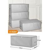 Serstil 4 Adet Küçük Boy Gri Benekli Hurç 52 x 28 x 21 cm Tela Kumaşla Pratik Saklama Çözümü - 55 x 28