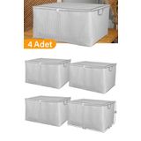 Serstil 4 Adet - Maxi Boy Gri Benekli Yastık/Battaniye Hurcu - 70X45X40 Cm