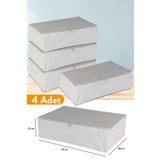 Serstil 4 Adet - Mega Boy Baza Altı Antrasit Çizgili Hurç 74 X 46 X 22 Cm