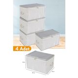 Serstil 4 Adet - Mini Boy Baskı Detaylı Antrasit Çizgili Hurç 30 X 22 X 18 Cm