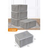 Serstil 4 Adet - Mini Boy Baskı Detaylı Antrasit Hurç 30 X 22 X 18 Cm
