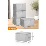 Serstil 4 Adet - Mini Boy Baskı Detaylı Gri Benekli Hurç 30 X 22 X 18 Cm