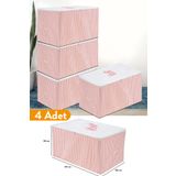 Serstil 4 Adet - Orta Boy Pembe Çizgili Hurç 63 X 40 X 34 Cm