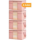 Serstil 4 Adet - Pencereli Kazak Hurcu 45 x 40 x 30 cm - Pembe Benekli